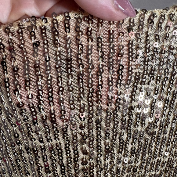 Free People Intimately Free Gold Rush Long Sleeve Sequin Top Womens SZ M - Picture 10 of 10